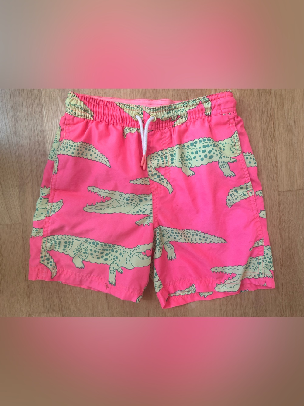 Cat & Jack Neon Pink Alligator Print Swim Shorts Sz 8